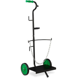 Relaxdays - Carrello da Trasporto, Carrellino per Bombole a Gas di 5 & 11 kg, Ruote in Gomma Piena, Acciaio, Nero/Verde