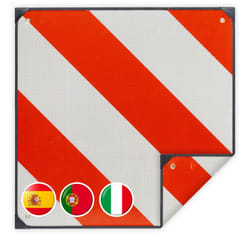 Relaxdays - Segnale di Pericolo,Italia,Spagna,50x50,2in1,Cartello Catarifrangente Carico Sporgente,Alluminio,rosso/bianco