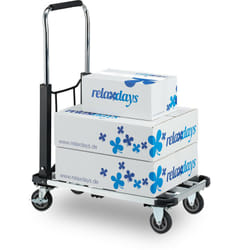 Carrello Portapacchi, Piattaforma Allungabile, Sbarra Pieghevole & Regolabile, Ruote con Freni, 100 kg, Nero - Relaxdays