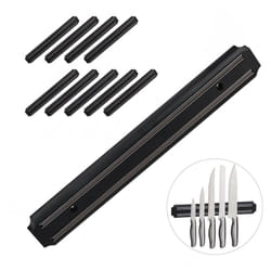 Relaxdays - 10x Barra Magnetica a Parete, Porta Utensili, Supporto da Cucina, Coltelli & Attrezzi, Plastica, l 33 cm, Nero