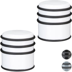 Relaxdays - 2x Fermaporta a Pavimento, Pesante, Blocca Porte e Finestre, ∅ 7 cm, 3 Anelli in Gomma, Bianco
