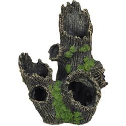 Relaxdays - Decorazione per Acquario, Tronco d'Albero, Aspetto Naturale, Nascondiglio, Accessorio, 16,5x15,5x11,nero/verde