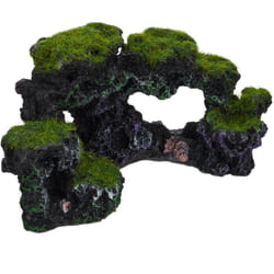 Relaxdays - Decorazione per Acquario, Aspetto Naturale, Decorativo, Nascondiglio, Scogliera, Accessori,8,5x17cm,nero-verde