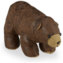 Relaxdays - Fermaporta a Orso, Peluche in Ecopelle, Stoffa Riempito con Sabbia, Blocca Porta da Terra per Interni, Marrone