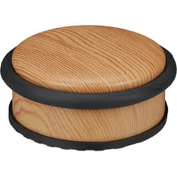 Relaxdays - Fermaporta da Pavimento Piatto, Blocca Porta per Ante Pesante, Aspetto Legno, HxD: 5 x 10,5 cm, Marrone Chiaro