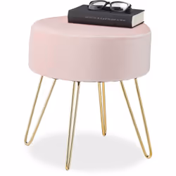 Questo elegante sgabello imbottito è l’oggetto dei desideri di ogni amante del velluto e del rosa per decorare la propria cas ...