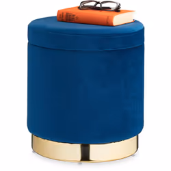 Questo elegante sgabello con rivestimento in velluto blu è un oggetto d’arredo ideale in ogni stanza. Lo sgabello è un vero t ...