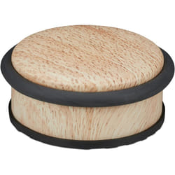 Relaxdays - Fermaporta da Pavimento Piatto, Blocca Porta per Ante Pesante, Aspetto Legno, HxD: 5 x 10,5 cm, Marrone Chiaro