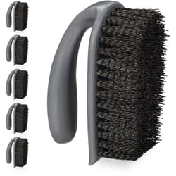Relaxdays - Spazzola per Pulire Barca, Pulisci Doccia, Set da 6, Setole Dure, Spazzolino per Scarpe e Piastrelle, Grigio