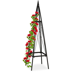 Relaxdays - Graticolato, Piramidale, Autoportante, per Rose Pomodori, Viti, da Giardino, Obelisco in Ferro h: 132 cm, Nero