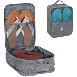 Relaxdays - Porta Scarpe da Viaggio, Organizer Portascarpe per Sneaker, Ciabatte, Infradito, Accessori per Valigia, Grigio