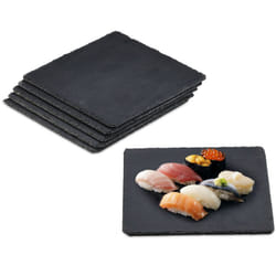 Relaxdays - Piatti in Ardesia, Set da 6 Vassoi da 25 x 25 cm per Servire & da Scrivere, Tavolette per Buffet, Antracite