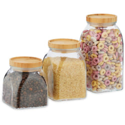 Relaxdays - Barattoli, Set 3 Contenitori Vetro 600, 1000, 1400 ml, Caramelle, Cereali, Pasta, Coperchio a Vite,trasparente