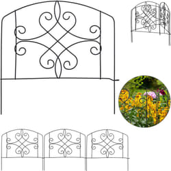 Relaxdays - Recinzione da Giardino, Set 4 Pareti per Cortile, Recinto Decorativo, Metallo, Design Antico, 32x186 cm, nero