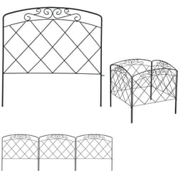 Relaxdays - Recinzione da Giardino, Set 4 Pareti per Cortile, Recinto Decorativo, Metallo, Design Antico, 41,5x245 cm,nero