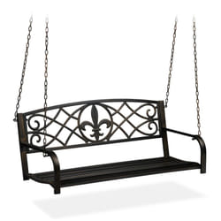 Panchina a Dondolo, Panca da Giardino da Appendere, Design Vintage, Metallo HxLxP: 197x133x58 cm, Nero-Bronzo - Relaxdays