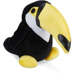 Relaxdays - Tucano Fermaporta, Blocca Porte & Finestre da Pavimento, Peluche da Interno, 1 kg ca., Alto 20 cm, Nero/Giallo