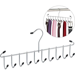 Relaxdays - Gruccia Multipla, Moderno Porta Cinture, Salvaspazio, Organizer Portacravatte 12 Ganci, da Armadio, argento