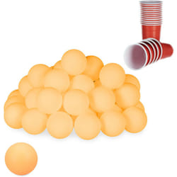 Relaxdays - Palline da Beer Pong, in Set da 48, per Ping Pong, Tennis da Tavolo, senza Scritta, Diametro 38 mm, Arancione