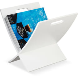 Relaxdays - Portariviste con Manico, Salotto, Design Moderno, Organizer in Legno per Giornali, HxLxP: 31x30x34 cm, Bianco