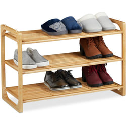 Scarpiera in Bambù, Mobiletto Impilabile Porta Scarpe con 3 Livelli, Fino a 9 Paia, 50 x 75,5 x 33 cm,naturale - Relaxdays