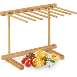 Relaxdays - Essiccatore per la Pasta, 8 Aste, Asciuga Tagliatelle, Stendipasta Salvaspazio, Pieghevole, in Bambù, Naturale