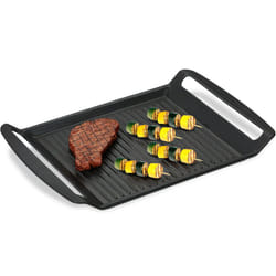 Relaxdays Piastra di Cottura, per Fornelli di Vetro e Elettrici, Grigliare Carne Pesce Verdura LxP 23x26 cm, Antracite