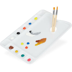 Relaxdays - Tavolozza dei Colori, con Foro per il Pollice, per Acquarelli e Acrilici 11 Vaschette, LxP: 33,5x23 cm, Bianco