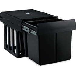 Pattumiera Estraibile con 2 Secchi, Bidoni Raccolta Differenziata Sotto Lavello, 2x15 l, 35,1x34,3x48 cm, Nero - Relaxdays
