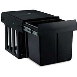 Pattumiera Estraibile 3 Secchi, Bidoni Raccolta Differenziata Sotto Lavello, 15l e 2x 8l, 35,1x34,3x48 cm,nero - Relaxdays