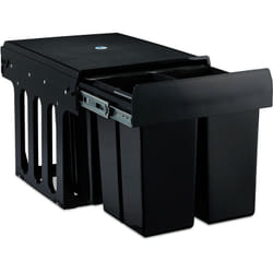 Pattumiera Estraibile con 4 Secchi, Bidoni Raccolta Differenziata Sotto Lavello, 4x 8 l, 35,1x34,3x48 cm, nero - Relaxdays