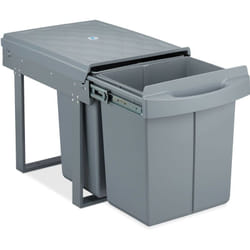 Pattumiera Estraibile con 2 Secchi, Bidoni Raccolta Differenziata Sottolavello, 2x20L, 41,3x34x51,8 cm, Grigio - Relaxdays