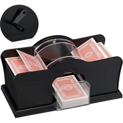 Relaxdays - Mescolatore Manuale, 2 Mazzi, con Manovella, Sistema a Mano per Carte da Gioco fino a 91 mm, Plastica, Nero
