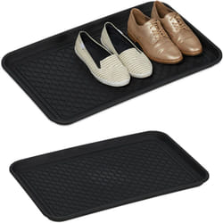 2x Poggiascarpe, Vaschetta per Scarpe Bagnate, con Bordi, per Corridoio, Armadio, Auto, Pulizia, 3x60x40 cm, nero
