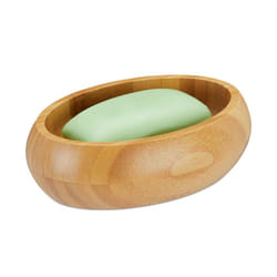 Relaxdays - Piattino Porta Sapone in Bambù, Scolo per l'Acqua, Resistente all'Umidità, per Saponette e Shampoo, Marrone