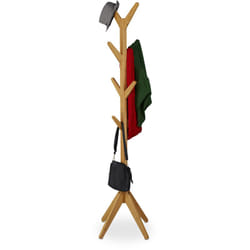 Relaxdays - Appendiabiti Alto ad Albero in Bambù con 8 Ganci, hlp: 181,5 x 53 x 53 cm, Color Legno Naturale