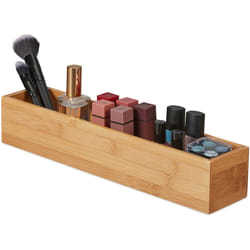 Svuotatasche in Bambù, Portatrucchi & Portaoggetti, Bagno, Cucina & Scrivania, Organizer Salvaspazio, Naturale - Relaxdays
