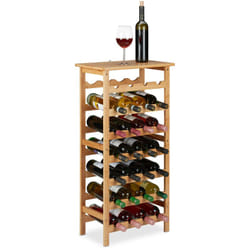 Relaxdays Portabottiglie di Vino in Bambù, Cantinetta per 28 Bottiglie, Mobiletto per Cucina, Cantina & Bar, Naturale