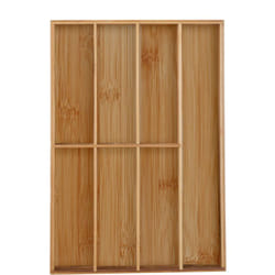 Portaposate da Cassetto, Bambù, 7 Scomparti, Divisore Posate e Utensili da Cucina, 4,5x30,5x44,5 cm, naturale - Relaxdays