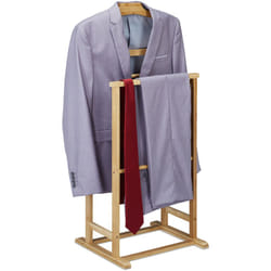 Appendiabiti da Camera in Bambù, Servomuto per Uomo e Donna, con Asta per Pantaloni, HLP98,5x47x36cm, Naturale - Relaxdays
