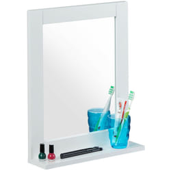 Relaxdays - Specchio con Mensola da Parete, da Bagno, Salotto, Ingresso, Rettangolare, Moderno, mdf, 49x40x10 cm, Bianco