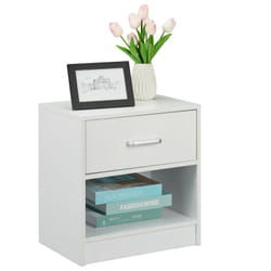 Relaxdays Comodino con Cassetto, Design Aperto HLP: 41,5 x 39 x 31 cm, Tavolino Basso per Salotto & Camera, Bianco