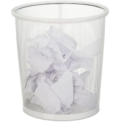 Relaxdays - Cestino Gettacarta, Ufficio & Cameretta, Aperto, Rotondo, Metallico, Bidone della Carta, HxD 24x23 cm, Bianco