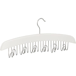 Relaxdays - Gruccia Porta Cinture, per 12 Cinte, Accessorio Appendiabiti in Legno di Loto, 17,5x43x5,5 cm, Bianco /Argento