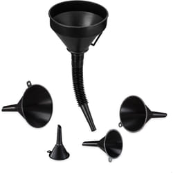 Relaxdays - Imbuto per Benzina, Set da 5 in Varie Misure, Attrezzo Universale per Auto & Cucina, con Tubo Flessibile, Nero