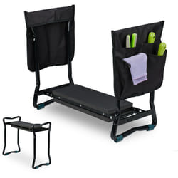 Relaxdays - Panca-Inginocchiatoio da Giardino, Pieghevole, fino a 150 kg, 2 Tasche, Imbottitura, hlp 50x60x27,5 cm, Nero