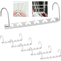 Relaxdays - 6x Gruccia Multipla, per 12 Stampelle, Organizer per Armadio Salvaspazio, Appendino da 26 cm, Metallo, Argento