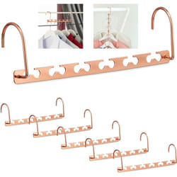 Relaxdays - 6x Gruccia Multipla, per 12 Stampelle, Organizer per Armadio Salvaspazio, Appendino da 26 cm, Metallo, Rame