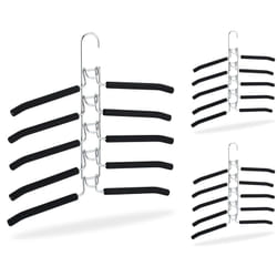 Relaxdays - Grucce Multiple in Set da 3, Stampelle per Giacche, Appendino 5 in 1, Salvaspazio e Antiscivolo, Argento/Nero