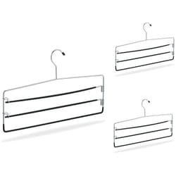 Relaxdays - Set da 3 Grucce per Pantaloni, Antiscivolo, Stampelle Multiple Appendini Salvaspazio, Gonne, l: 40 cm, Argento